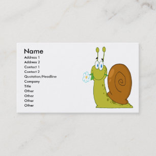 happy cartoon snail with flower business card