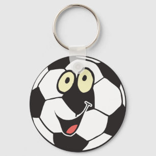 happy cartoon soccer ball key ring