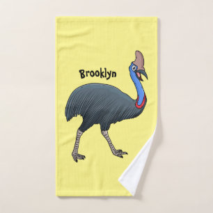 Happy cassowary bird cartoon illustration bath towel set