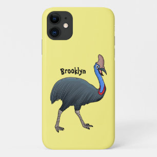 Happy cassowary bird cartoon illustration iPhone 11 case