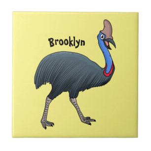 Happy cassowary bird cartoon illustration ceramic tile