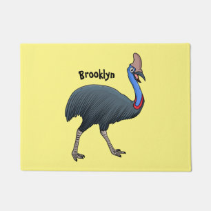 Happy cassowary bird cartoon illustration doormat