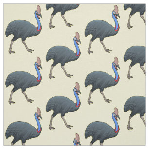 Happy cassowary bird cartoon illustration  fabric
