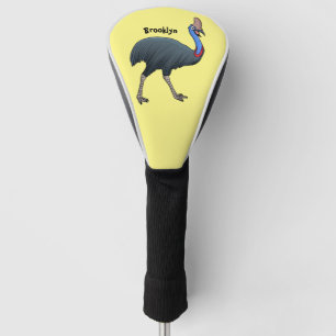 Happy cassowary bird cartoon illustration golf head cover