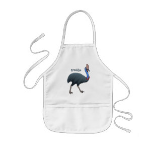 Happy cassowary bird cartoon illustration kids apron