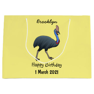Happy cassowary bird cartoon illustration large gift bag