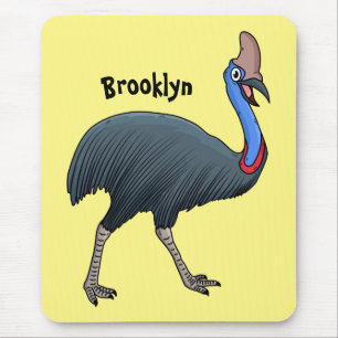 Happy cassowary bird cartoon illustration mouse pad