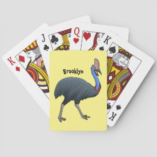 Happy cassowary bird cartoon illustration playing cards