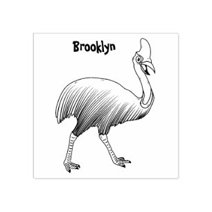 Happy cassowary bird cartoon illustration rubber stamp