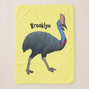 Happy cassowary bird cartoon illustration sherpa blanket