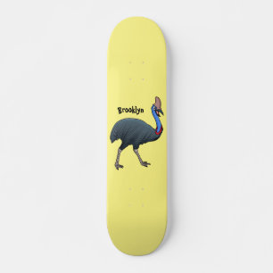 Happy cassowary bird cartoon illustration skateboard