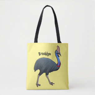 Happy cassowary bird cartoon illustration  tote bag