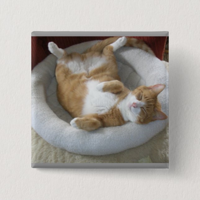 Happy Cat 15 Cm Square Badge (Front)