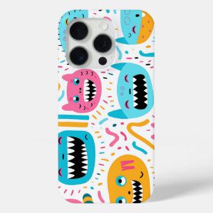 Happy cat and monster faces iPhone 15 pro case