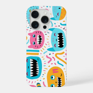 Happy cat and monster faces iPhone 15 pro case