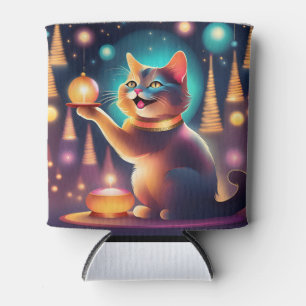 Happy cat celebrating Christmas،Cooler Can Cooler