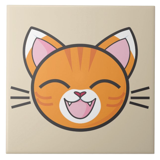 happy cat  ceramic tile (Front)