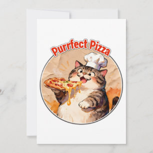 Happy Cat Chef with Pizza Invitation