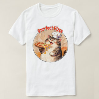 Happy Cat Chef with Pizza T-Shirt