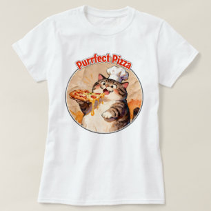 Happy Cat Chef with Pizza T-Shirt