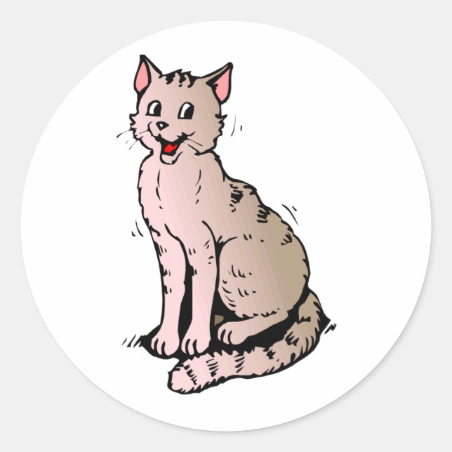 Happy Cat Classic Round Sticker (Front)
