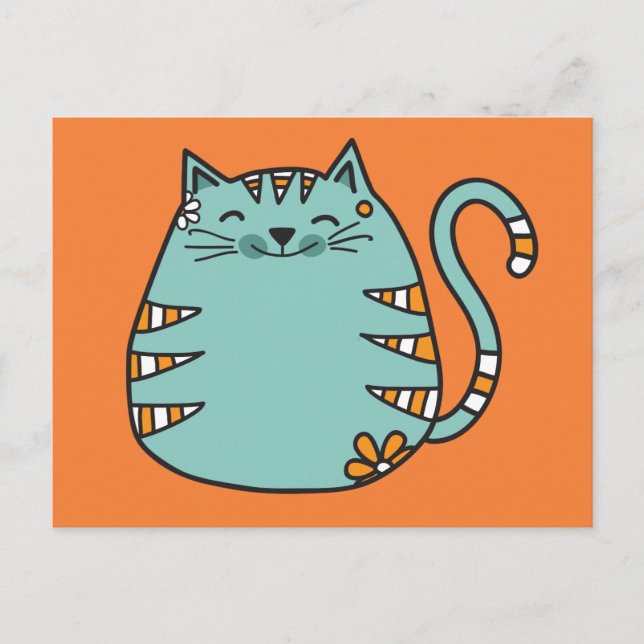 Happy Cat custom colour postcard (Front)