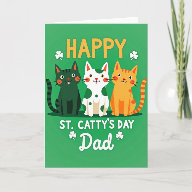 Happy Cat Dads St Catty Day Card (Front)