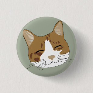 Happy cat draw 3 cm round badge