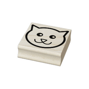 happy cat face art stamp