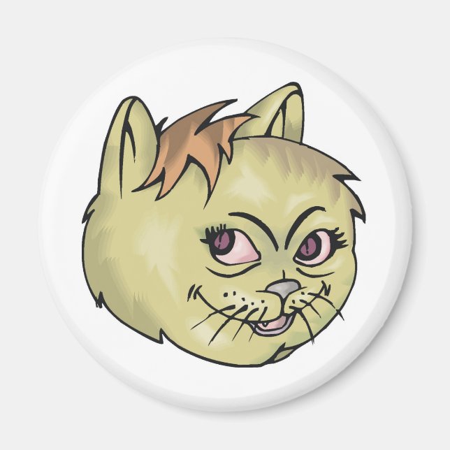Happy Cat Face Magnet (Front)