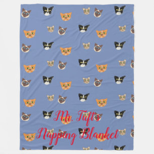 Happy Cat Heads - Choose Your Colour Fleece Blanket