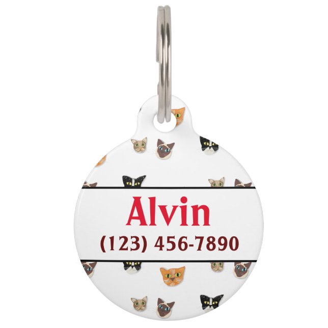 Happy Cat Heads - Pattern Pet Tag (Front)