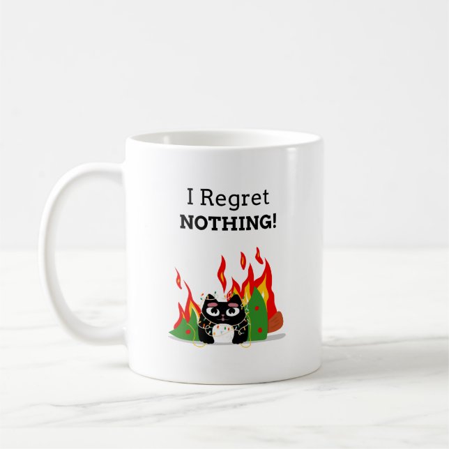 Happy Cat - I Regret Nothing Christmas Coffee Mug (Left)