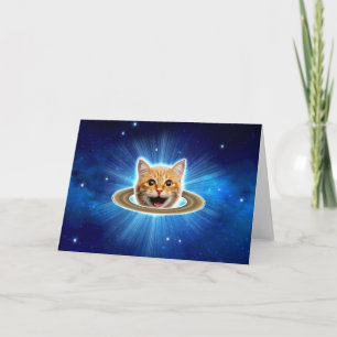 Happy cat in space. card