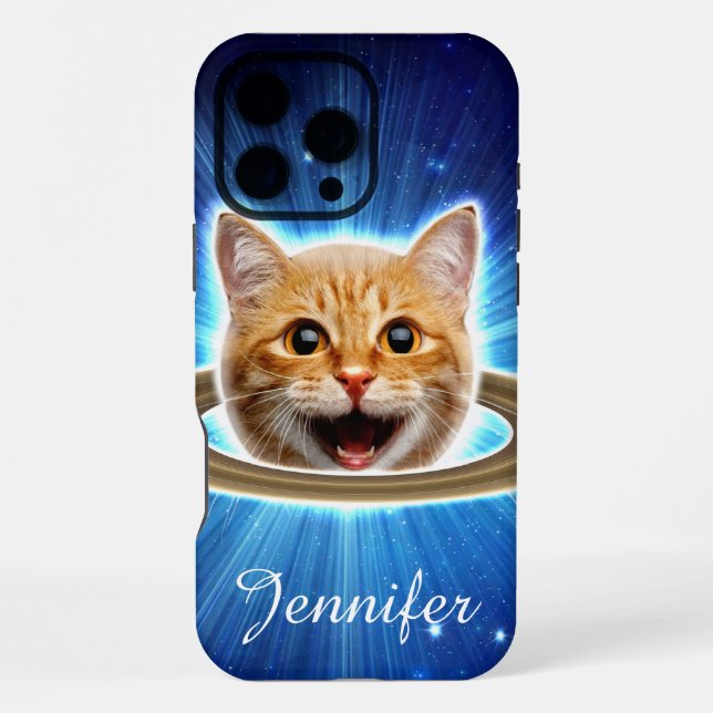 Happy cat in space.                                iPhone case (Back)