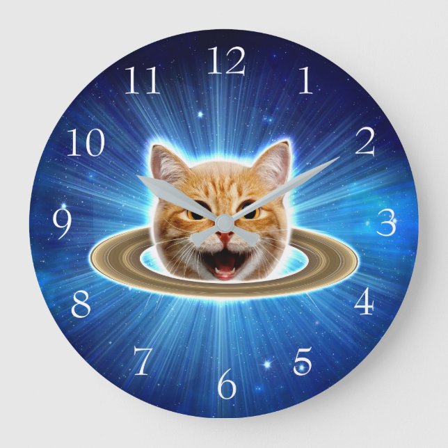 Happy cat in space.                                large clock (Front)