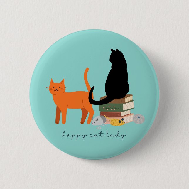Happy Cat Lady 6 Cm Round Badge (Front)