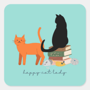 Happy Cat Lady Square Sticker
