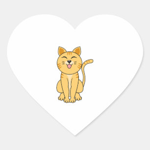 happy cat laughing heart sticker