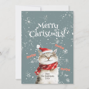 Happy Cat Merry Christmas Flat Holiday Card