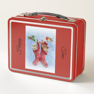 Happy cat metal lunch box