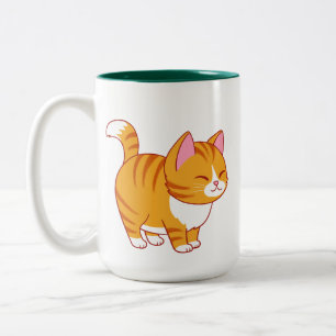 Happy Cat Orange Tabby Two-Tone Coffee Mug