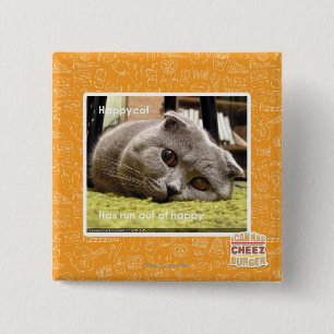 Happy cat, out of happy 15 cm square badge