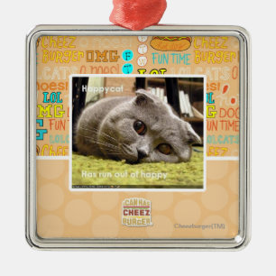 Happy cat, out of happy metal ornament