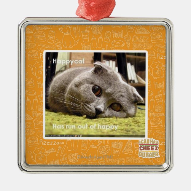 Happy cat, out of happy metal tree decoration (Front)