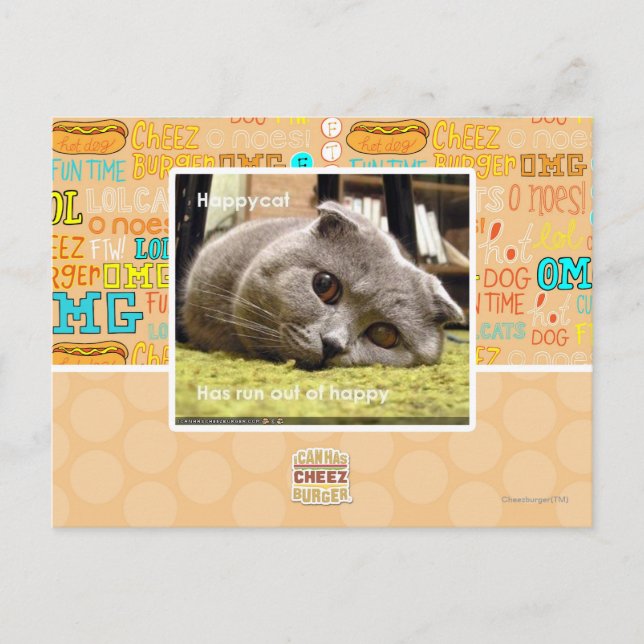 Happy cat, out of happy postcard (Front)