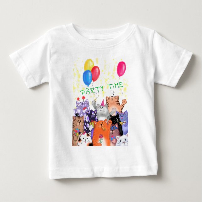 Happy Cat Party Baby T-Shirt (Front)
