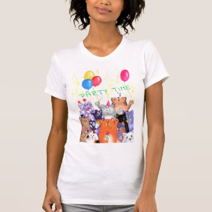 Happy Cat Party Cartoon Drawing - Cute Funny Cats  T-Shirt