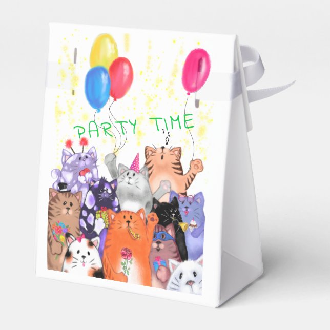 Happy Cat Party Gift Box - Custom Text Name (Back Side)