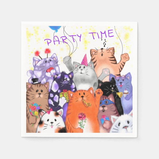 Happy Cat Party Napkins (Front)